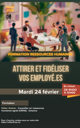 Formation pour gestionnaires et chefs d’équipe: Attirer et fidéliser vos employé.es